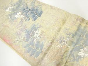 アンティーク　草葉模様織出し袋帯（材料）